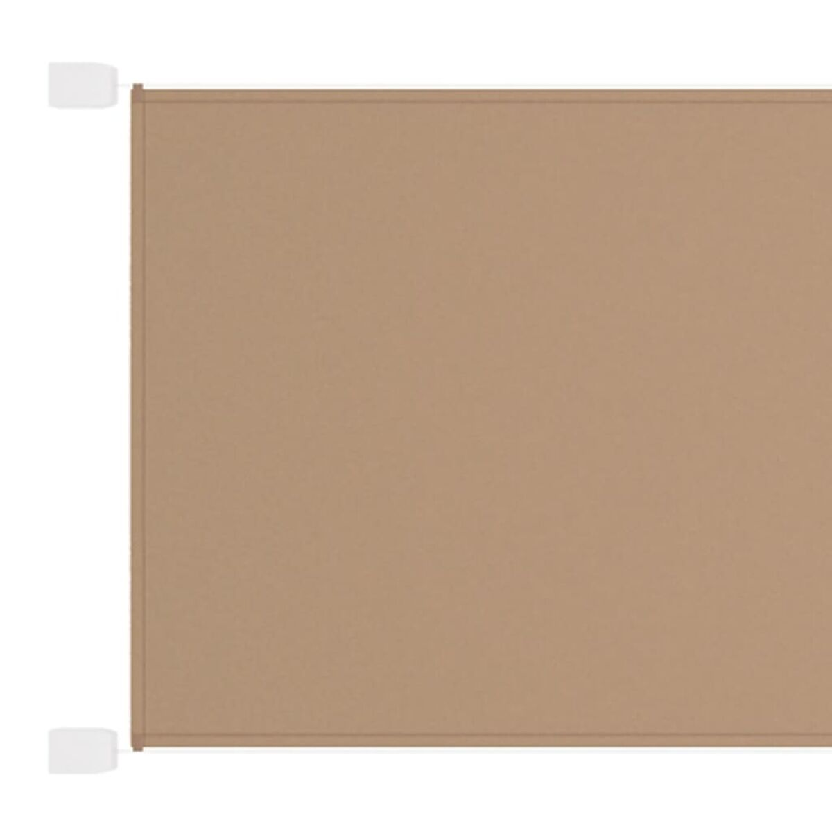 Beigefarbenes Stoffrechteck mit weißen Halterungen. Minimalistisches Design.