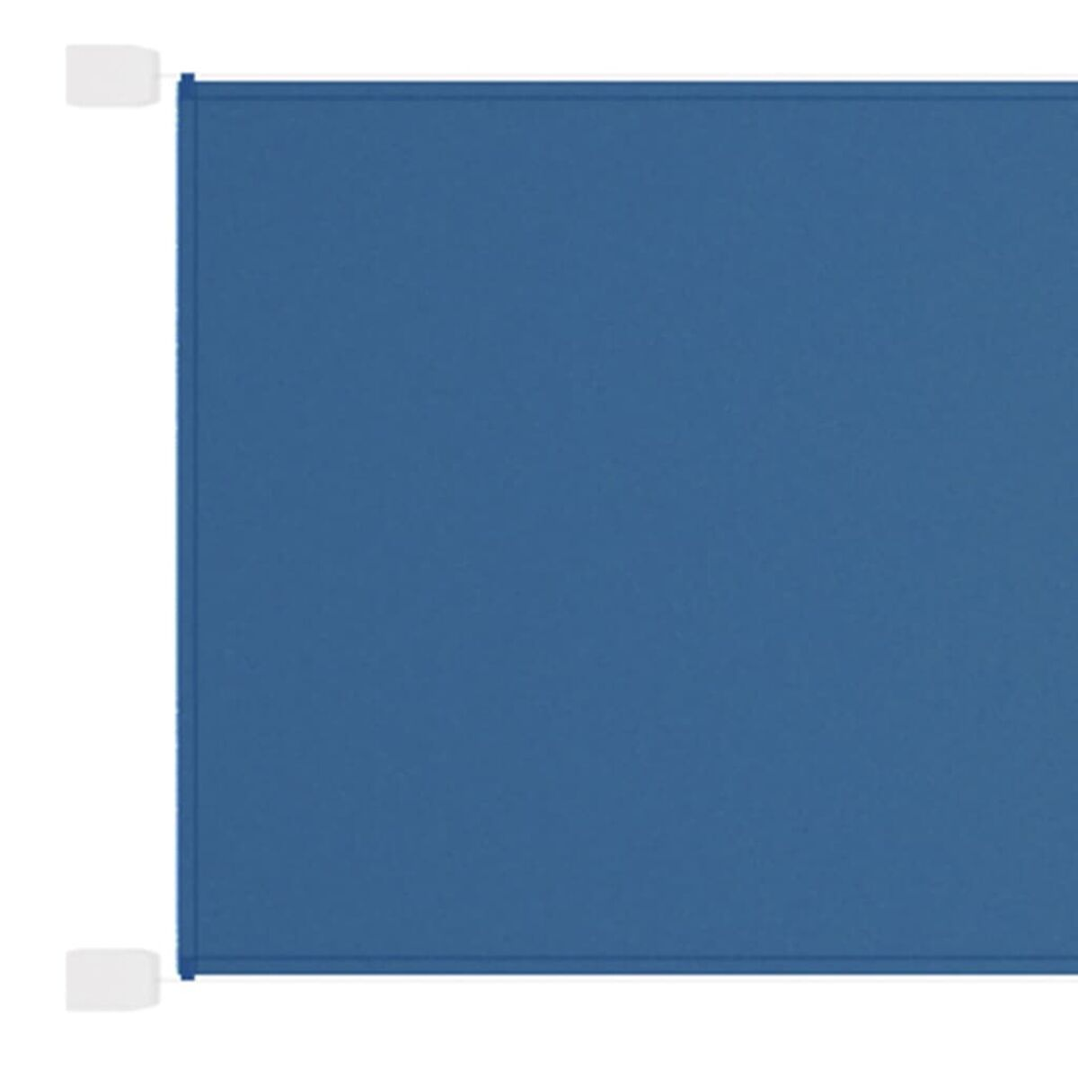 Blauer Bildschirm. Ein Rechteck aus blauem Stoff, der an weißen Stäben befestigt ist.