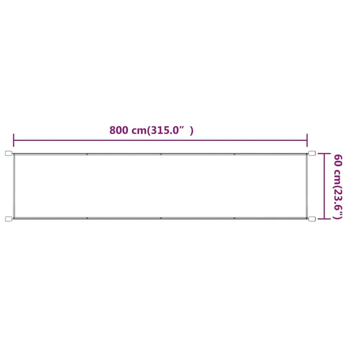 Eine Draufsicht auf ein rechteckiges Objekt. Die Abmessungen sind 800 cm mal 60 cm, mit Beschriftungen.