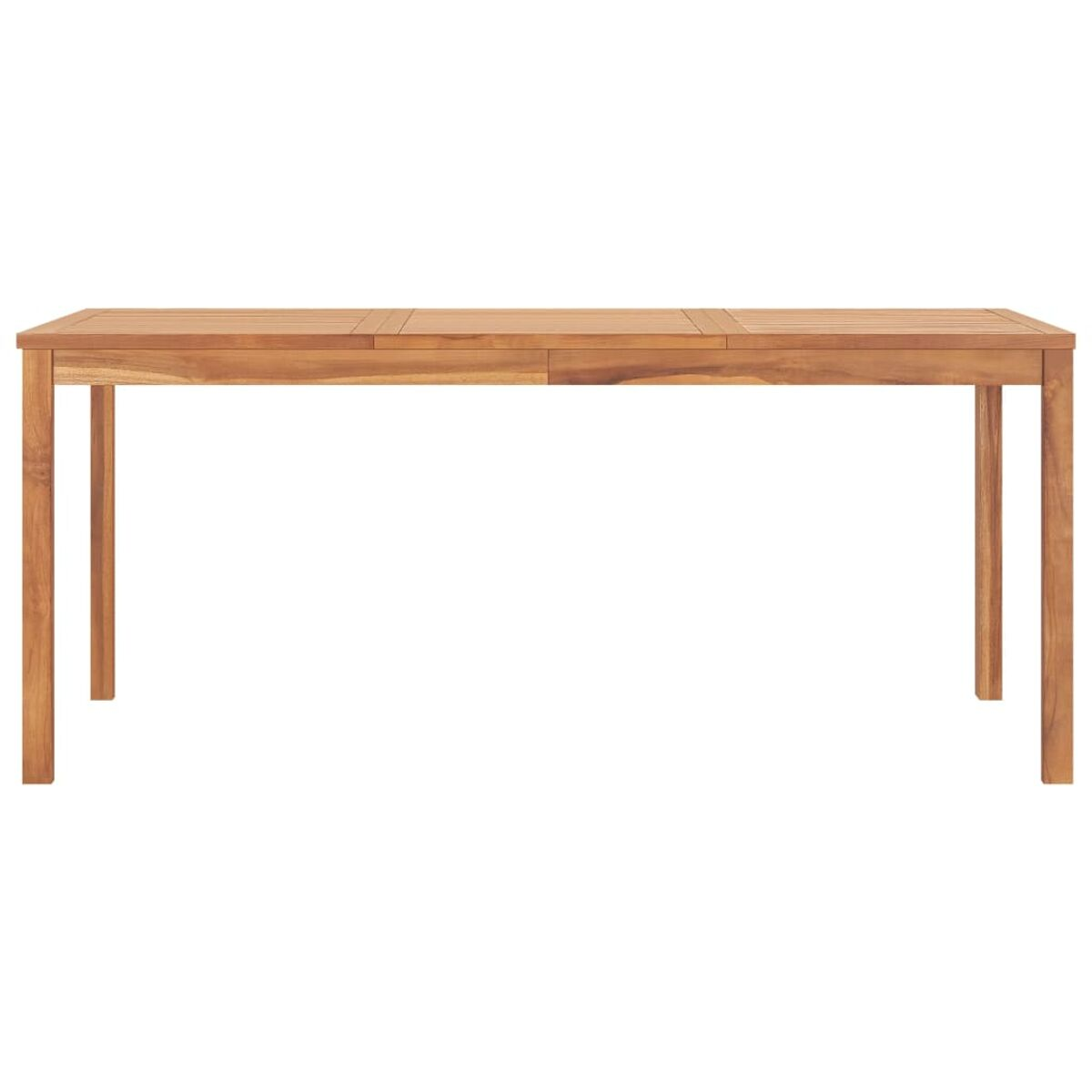 Rechteckiger Holztisch mit Beinen auf weißem Hintergrund.