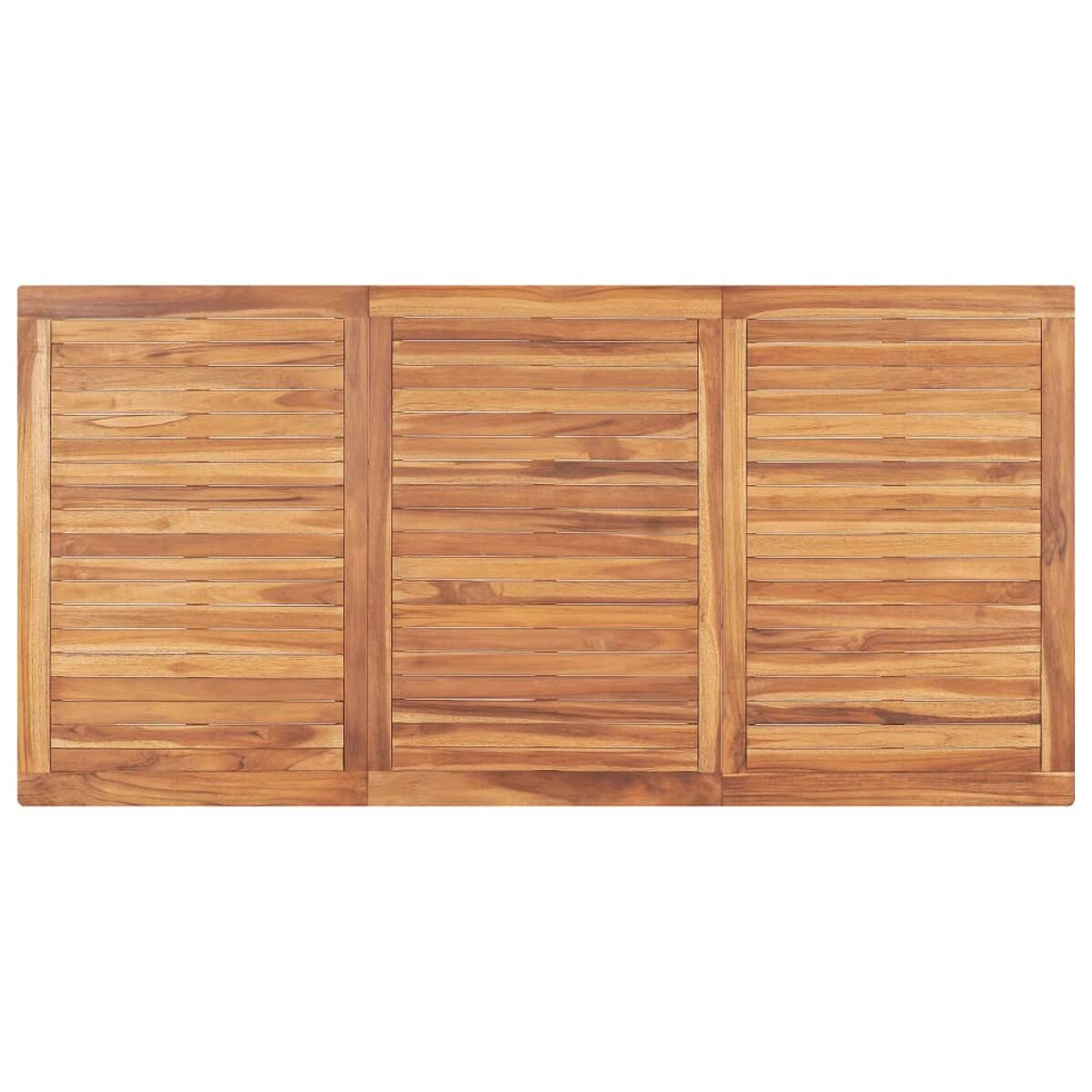 Tischplatte aus Holz mit drei Paneelen. Weißer Hintergrund.