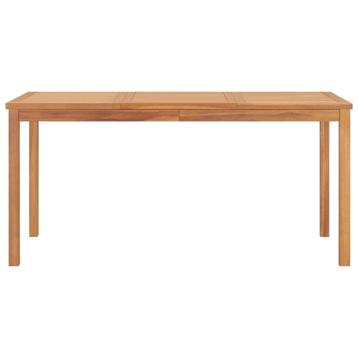 Ein rechteckiger Holztisch mit Beinen. Er ist hellbraun und hat eine glatte Oberfläche.