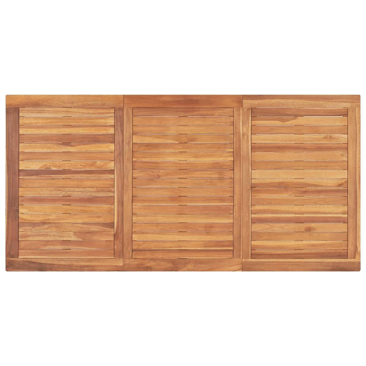 Holztisch mit drei Paneelen.