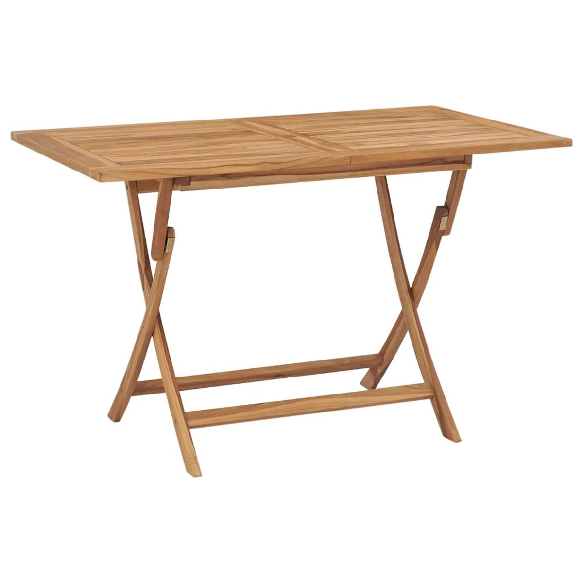 Klapptisch aus Holz. Rechteckige Form. X-förmige Beine. Einfaches Design. Helle Holzfarbe.