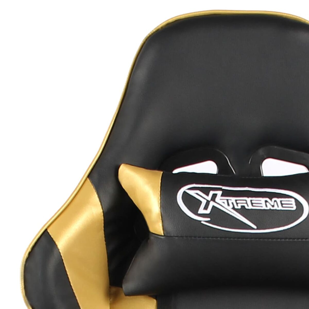 Poggiatesta per sedia da gaming, nero e oro, con logo e testo 'XTREME'.
