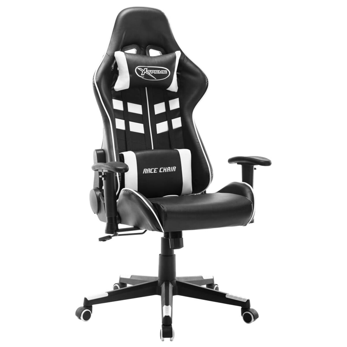 Schwarz-weißer Gaming-Stuhl. Weißer Hintergrund.