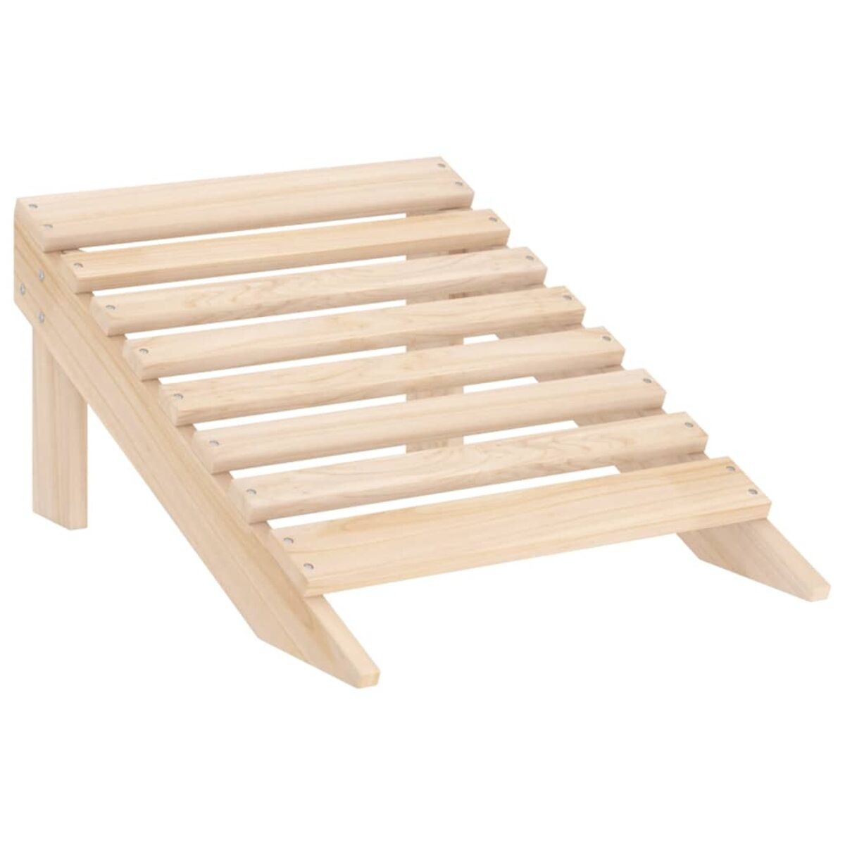 Hocker aus Holz. Es besteht aus hellfarbenem Holz mit einem Lattenrost-Design. Isoliert auf Weiß.