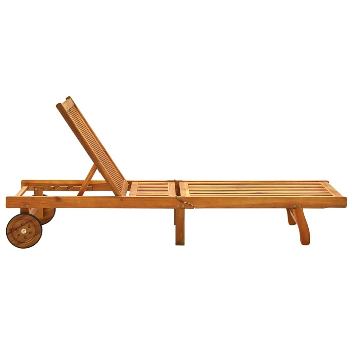 Holz-Chaiselongue mit Rädern.