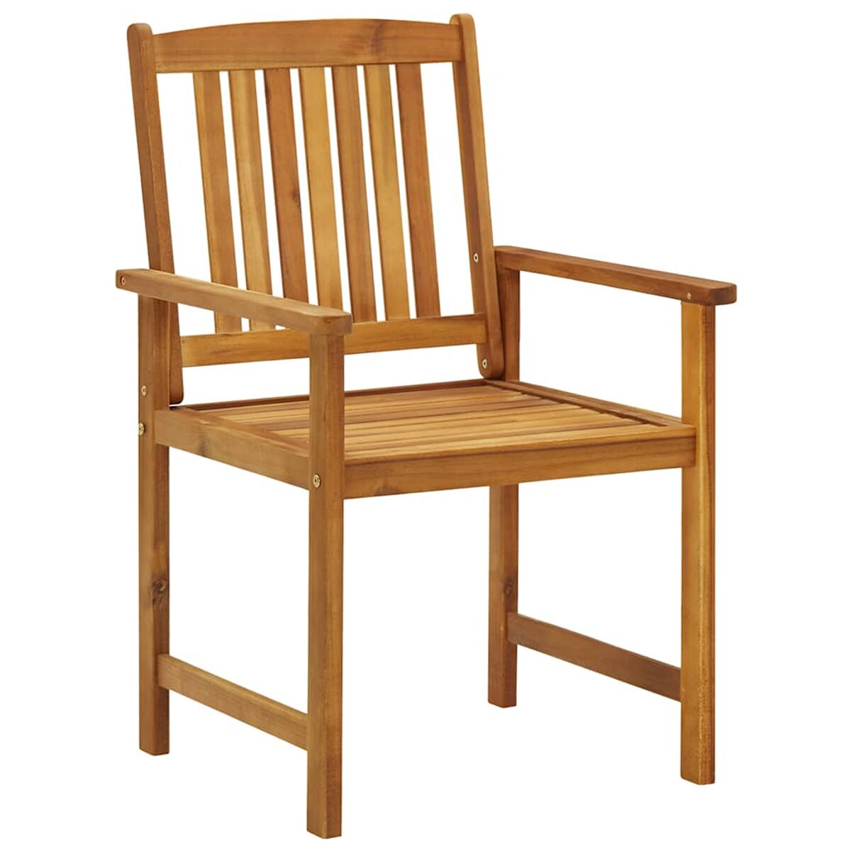 Holzstuhl mit Armlehnen.