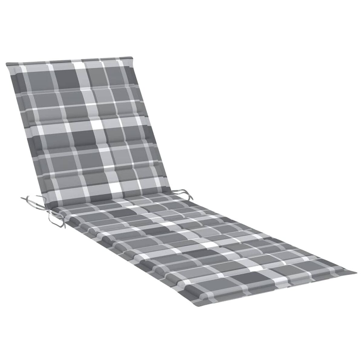 Grau-weiß kariertes Sonnenliegenkissen.