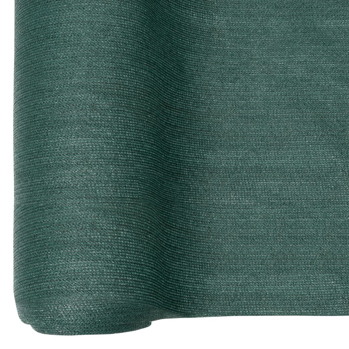 Aufgerollter dunkelgrüner Sonnenschutzstoff für den Außenbereich, Nahaufnahme, Textur.