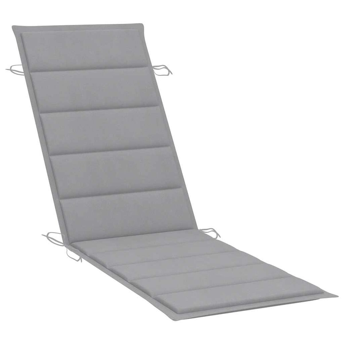 Graues gepolstertes Chaiselongue-Kissen. Gurte an der Seite zur Befestigung.