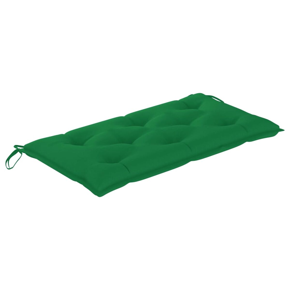 Grünes Kissen mit Knöpfen. Rechteckige Form. Weißer Hintergrund.
