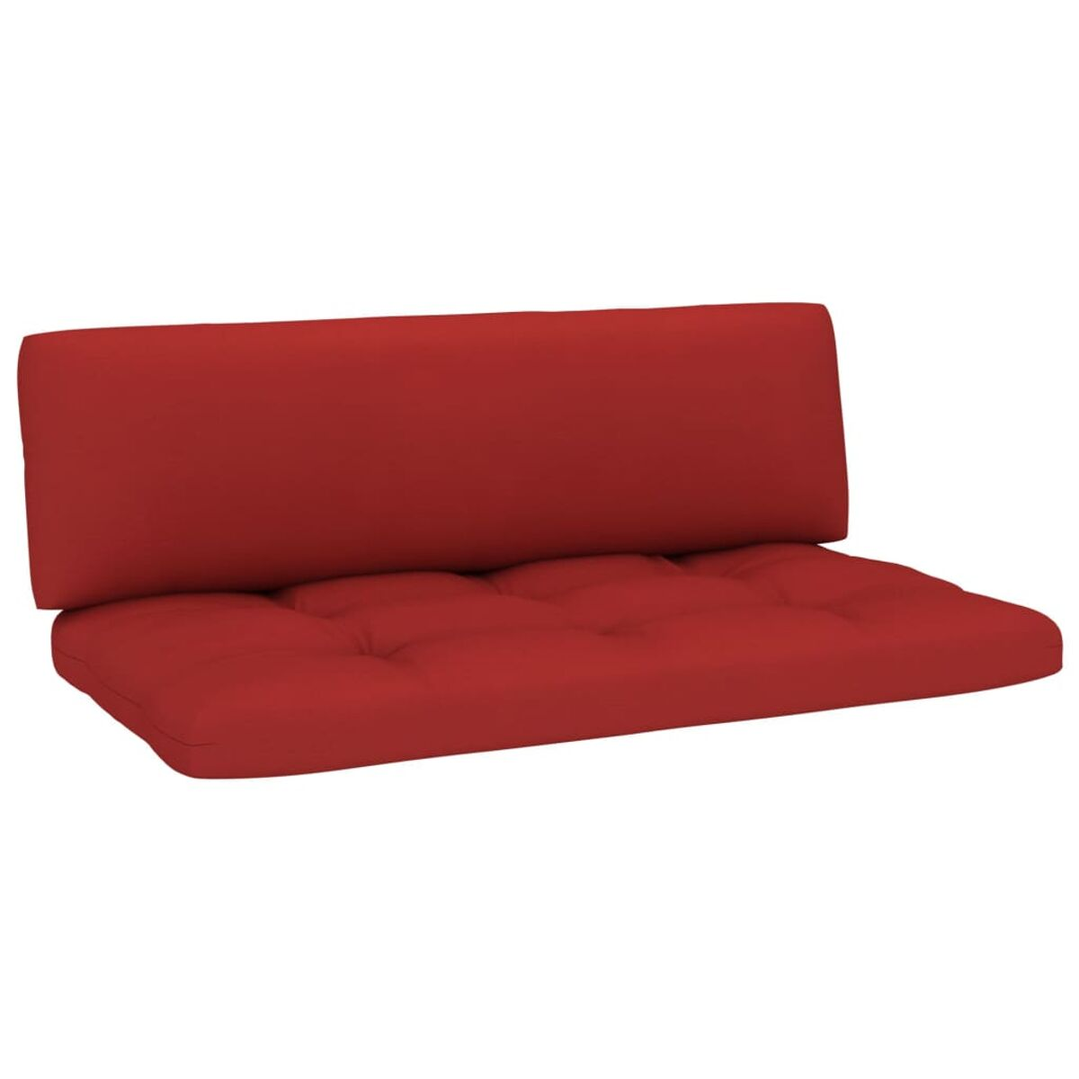 Ein rotes Kissen für ein Sofa mit Knöpfen.