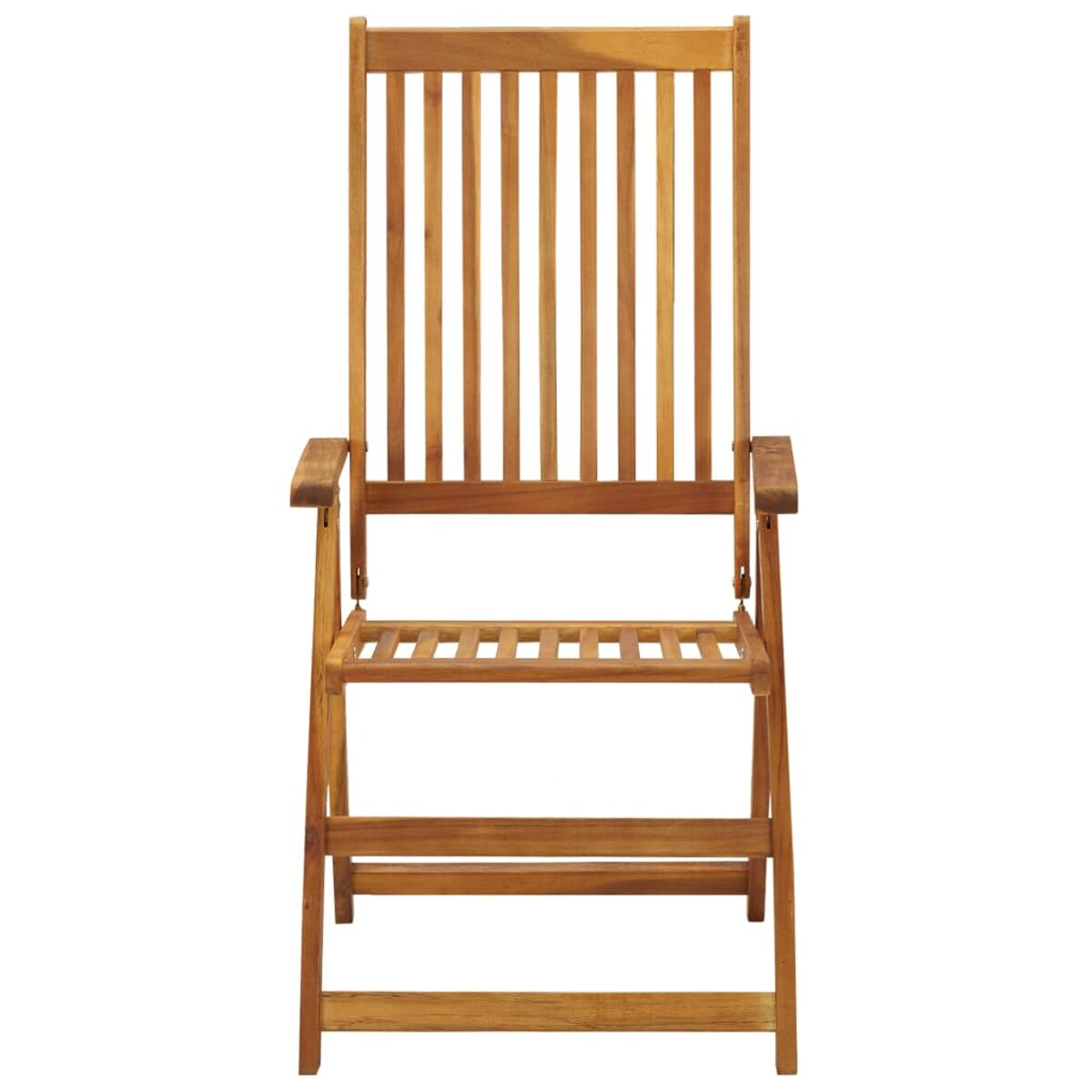 Holzstuhl mit vertikalen Rückenleisten und Armlehnen. Braune Farbe.
