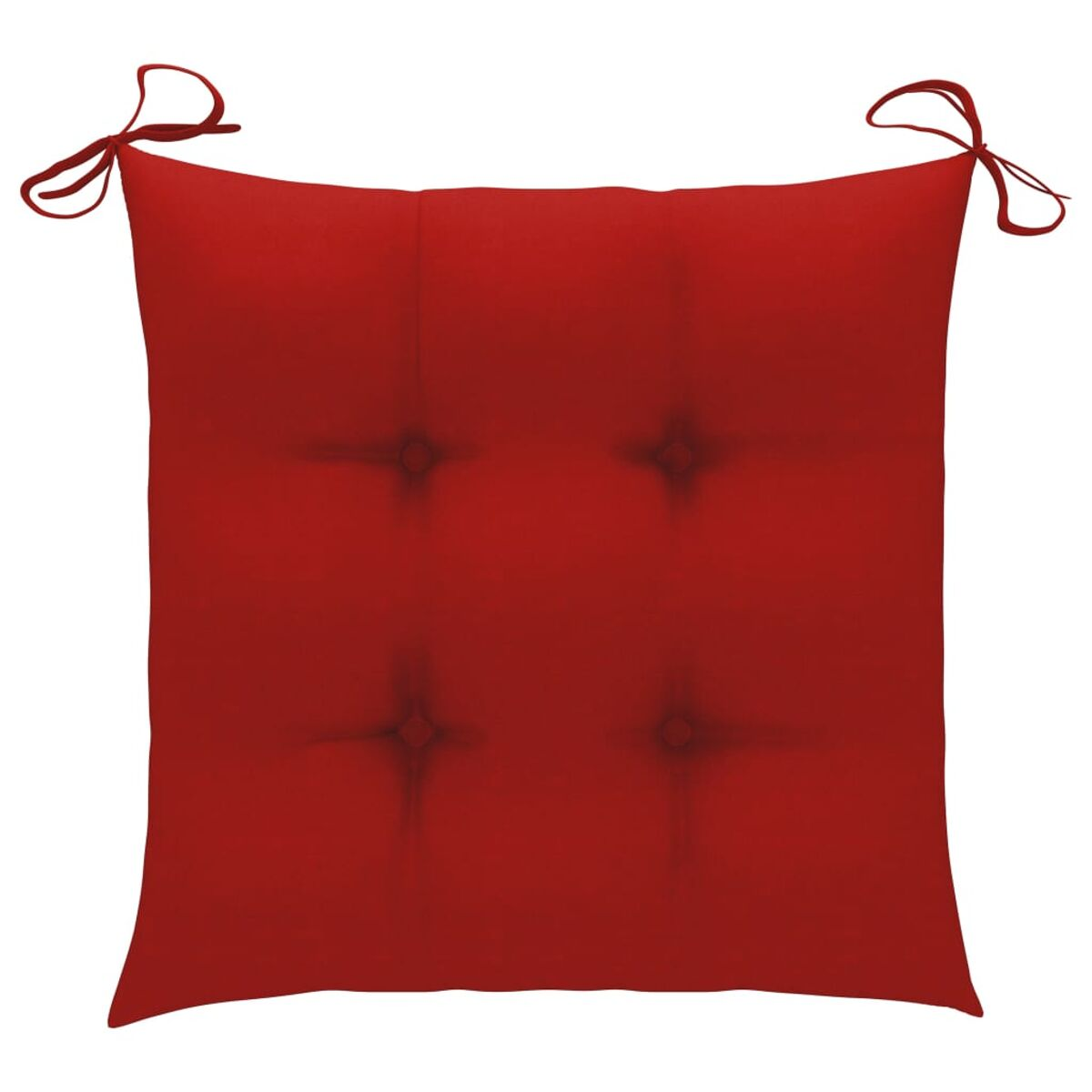 Rotes quadratisches Kissen mit Knopfheftung.