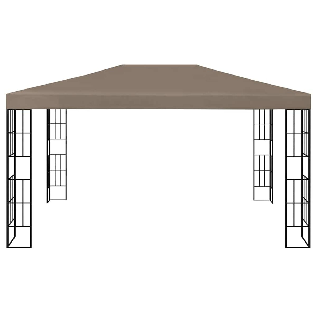 Gazebo color tan con struttura scura. La struttura ha una forma a griglia.