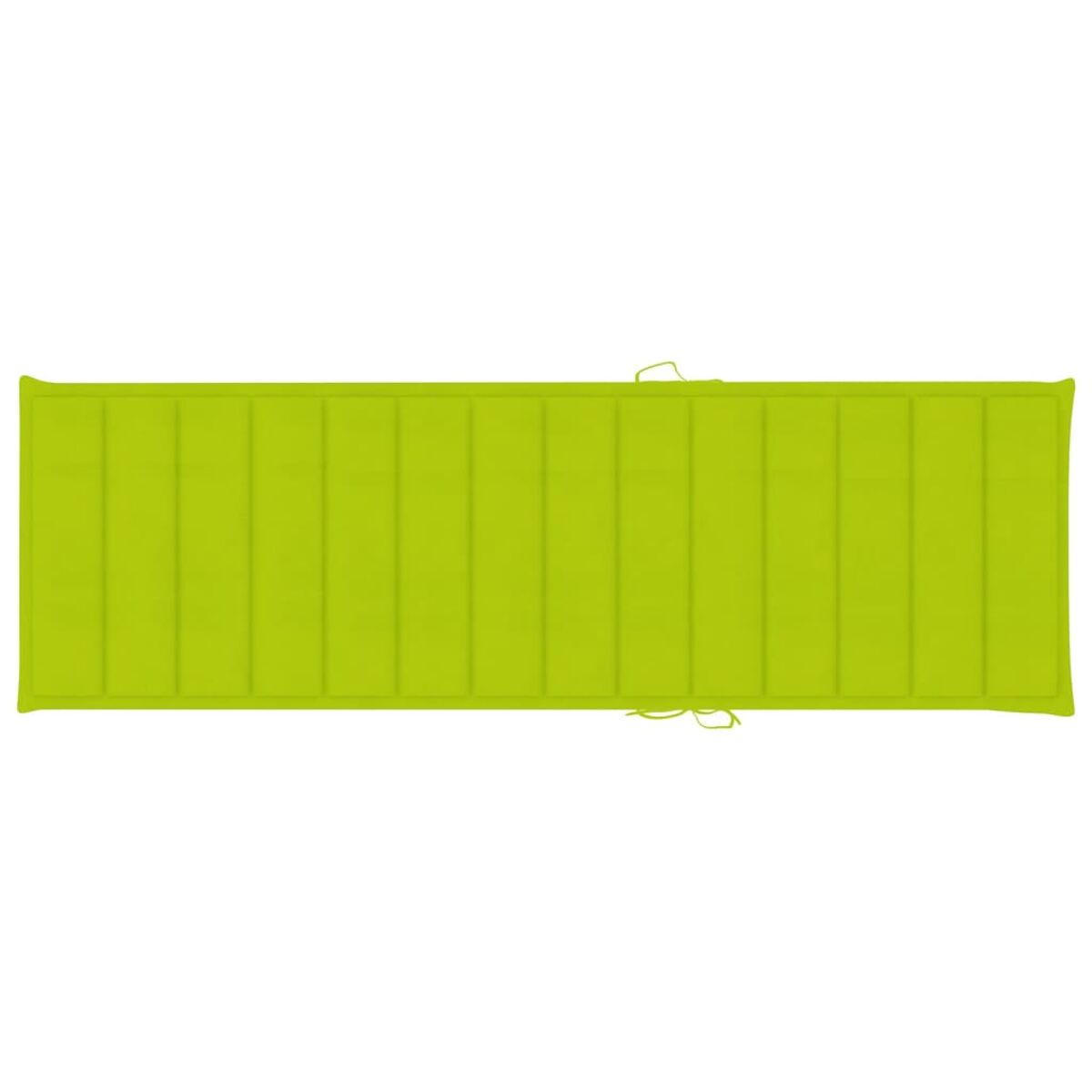 Ein limettengrünes rechteckiges Kissen mit horizontalen Nähten liegt auf weißem Hintergrund.