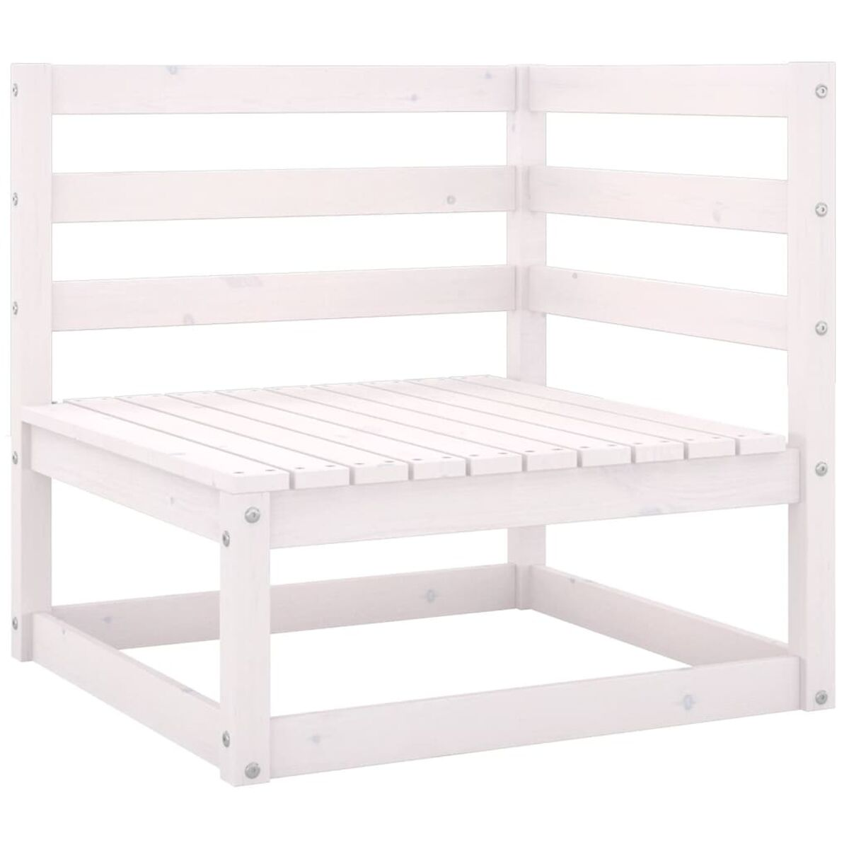 Ein weißes Ecksofa. Der Hintergrund ist weiß.