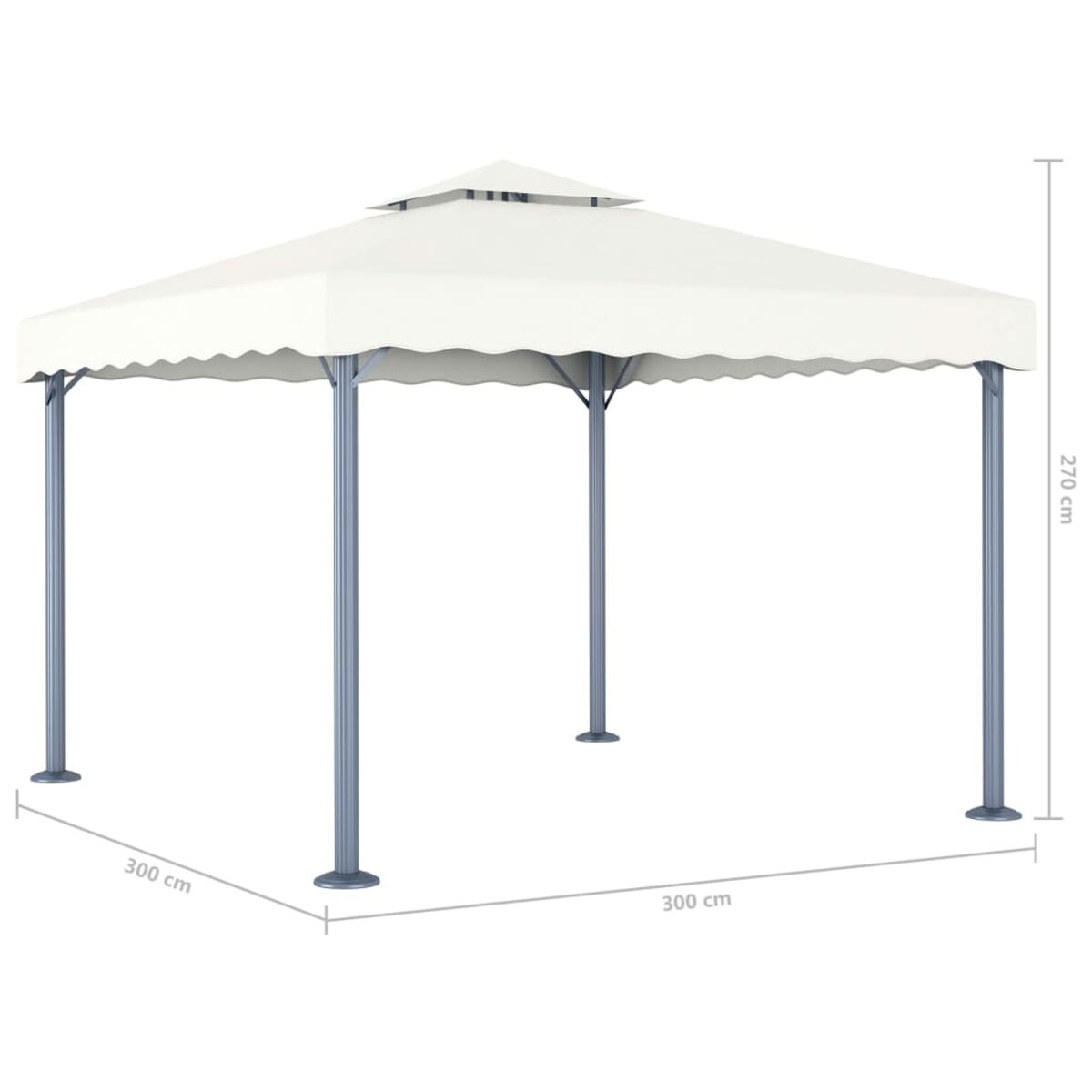 Weißer Pavillon mit Maßen. Isoliert auf weißem Hintergrund.