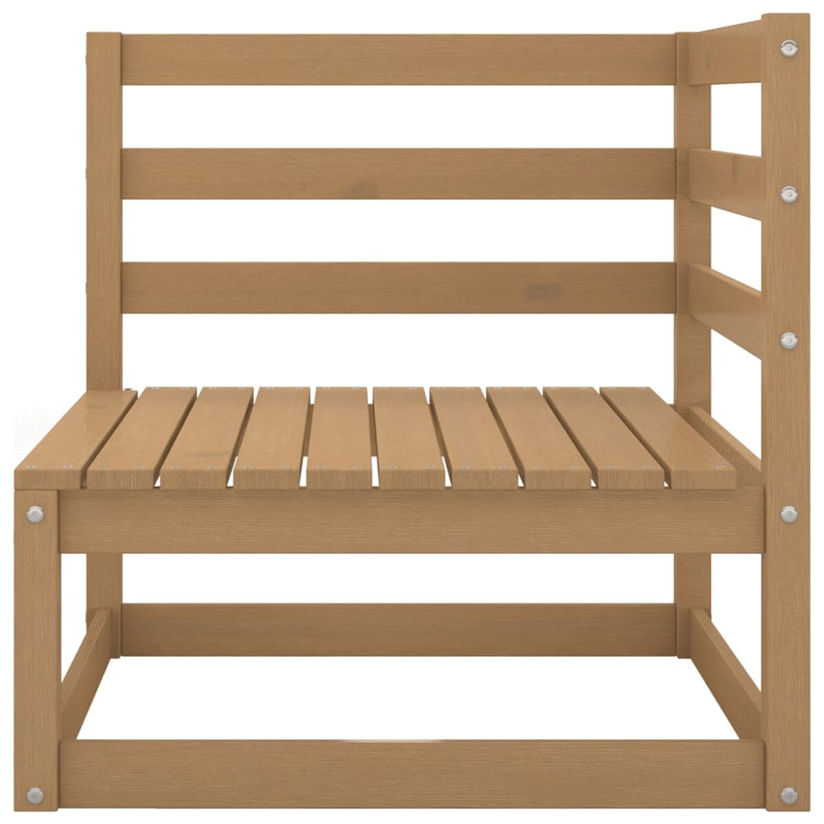 Eckstuhl aus Holz. Er besteht aus Holzlatten.