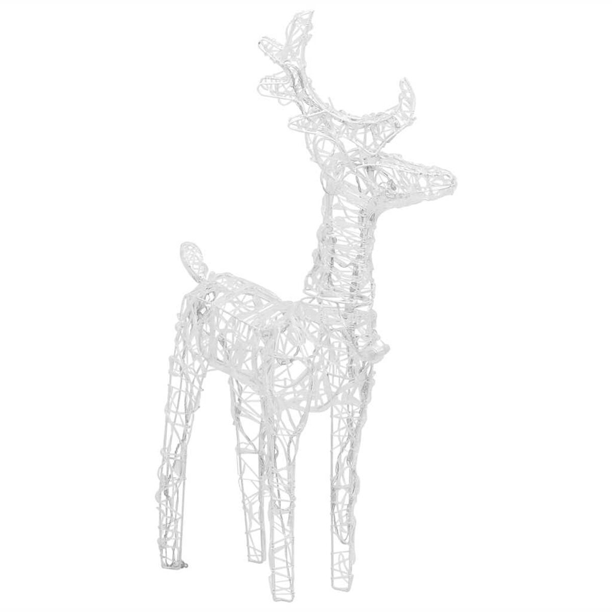 Weiße Drahtrahmen-Rentierskulptur.