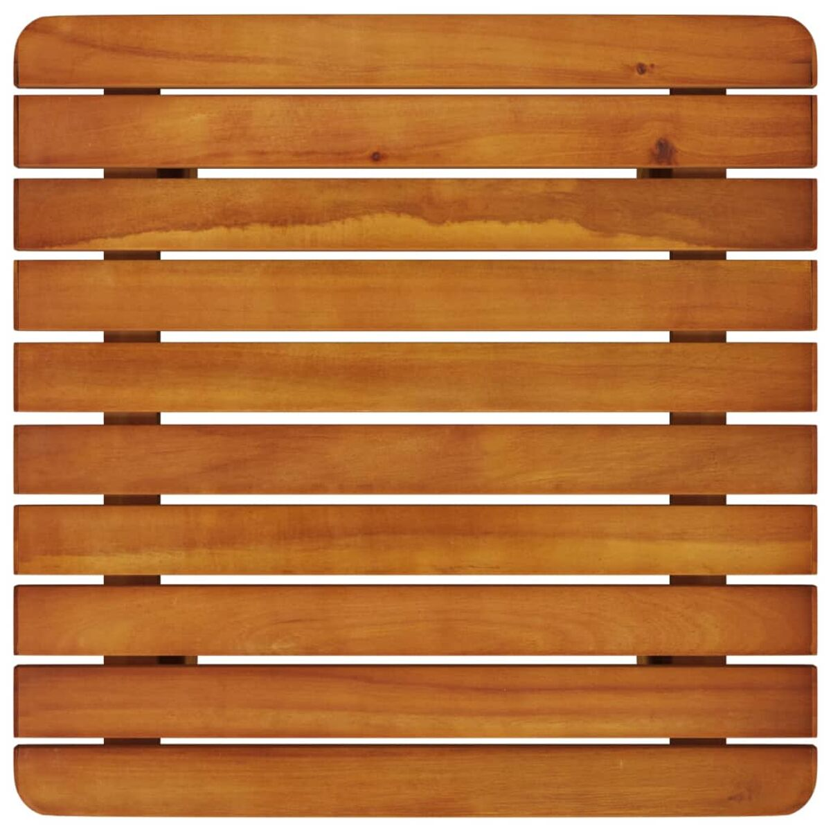 Holz-Deckfliesen in einem quadratischen Muster angeordnet. Das Holz hat eine warme, rotbraune Farbe.