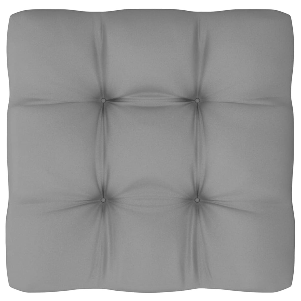 Quadratisches graues Kissen. Tufting-Design mit acht Knöpfen. Isoliert.
