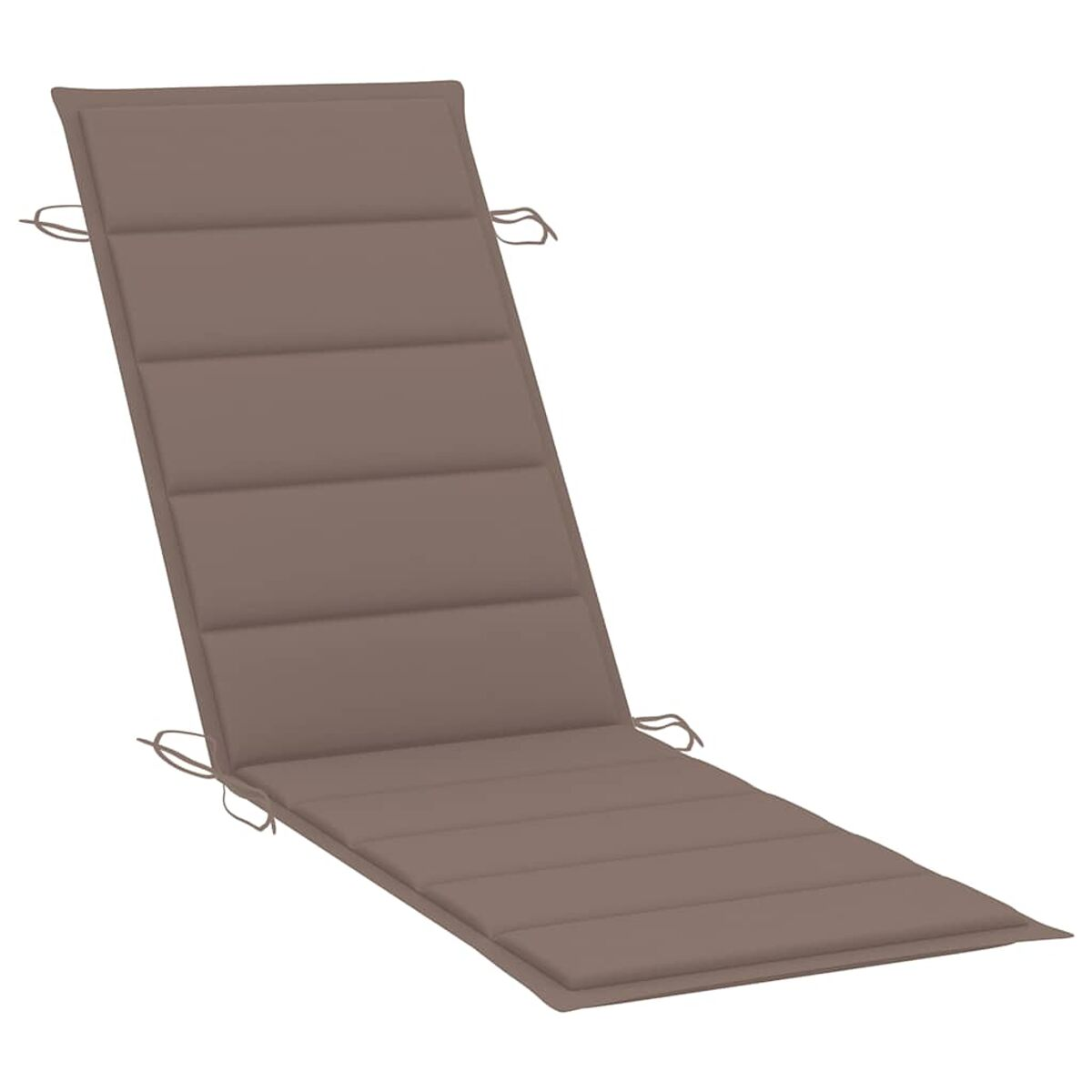 Braune Chaiselongue-Auflage mit Bindebändern. Weißer Hintergrund.