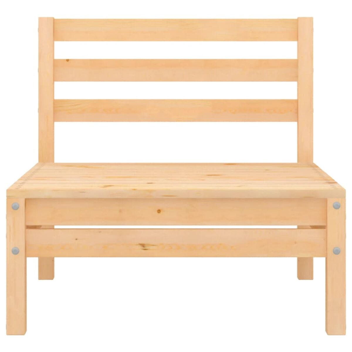 Bett aus hellem Holzrahmen. Horizontale Latten als Kopf- und Fußteil. Einfaches Design.