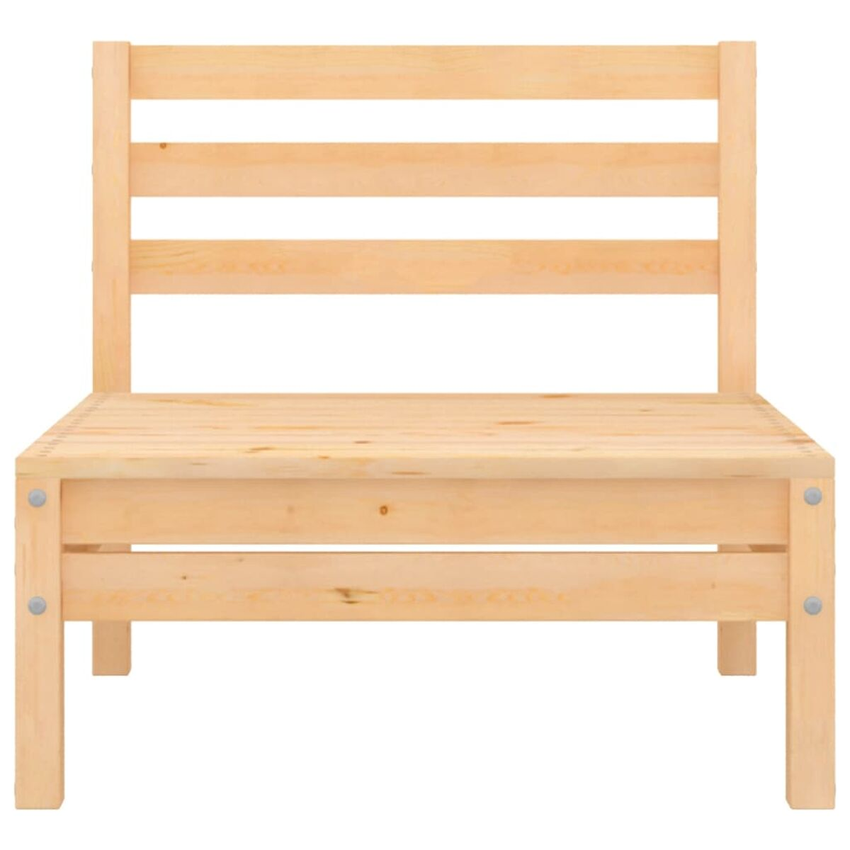 Ein Bettrahmen aus Holz mit Lattenrost, Naturholzfarbe.