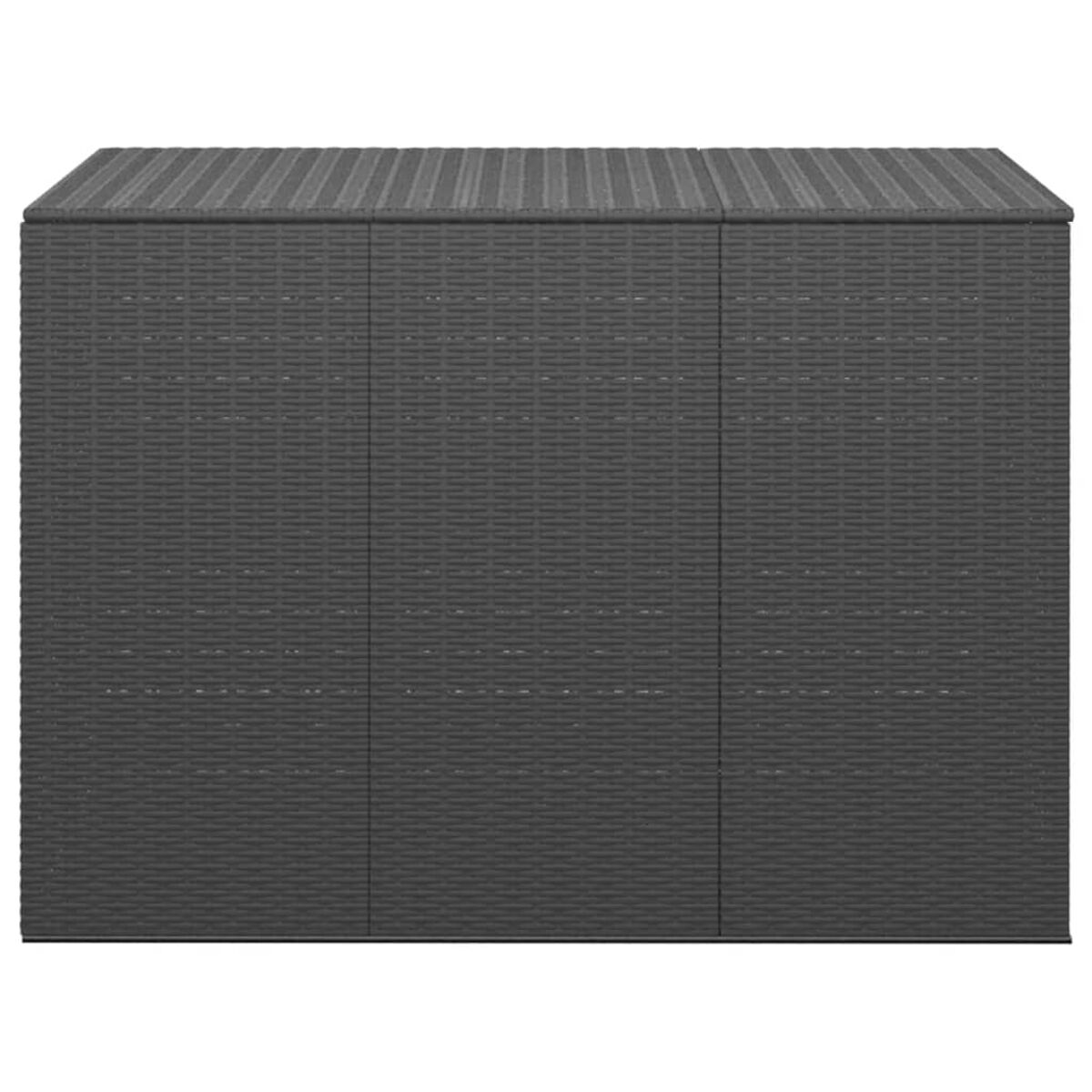 Dunkelgrauer Outdoor-Stauschrank. Weißer Hintergrund.