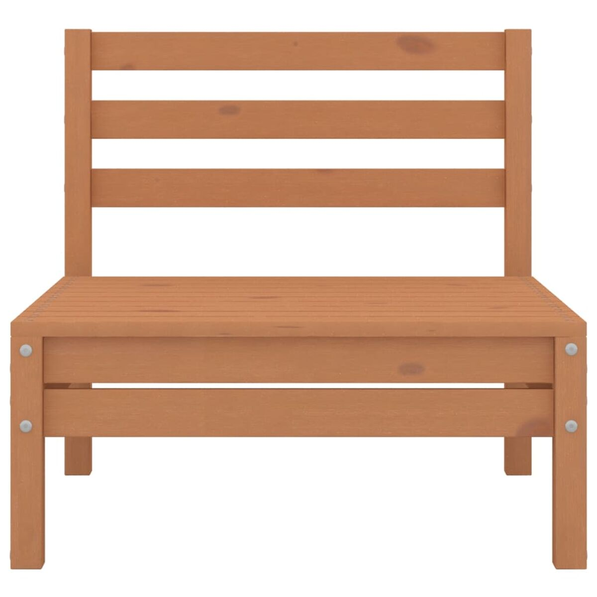 Holzstuhl mit Lattenrost und Rückenlehne. Es ist aus hellbraunem Holz gefertigt und hat ein schlichtes Design.
