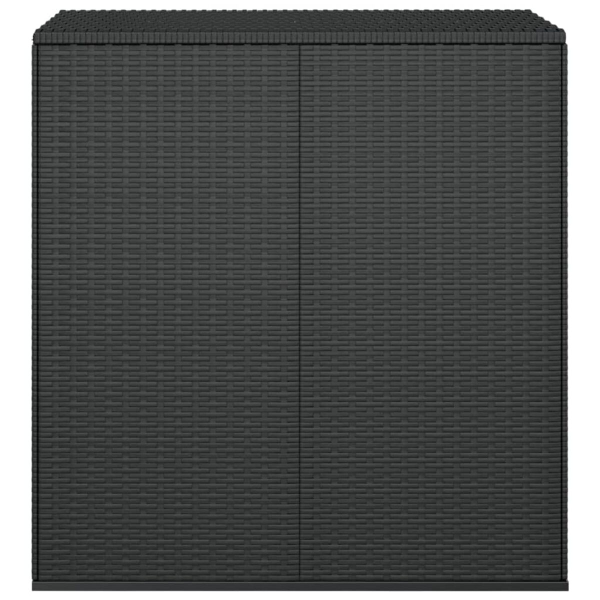 Schwarzer Outdoor-Stauschrank mit Webmuster und zwei Türen.