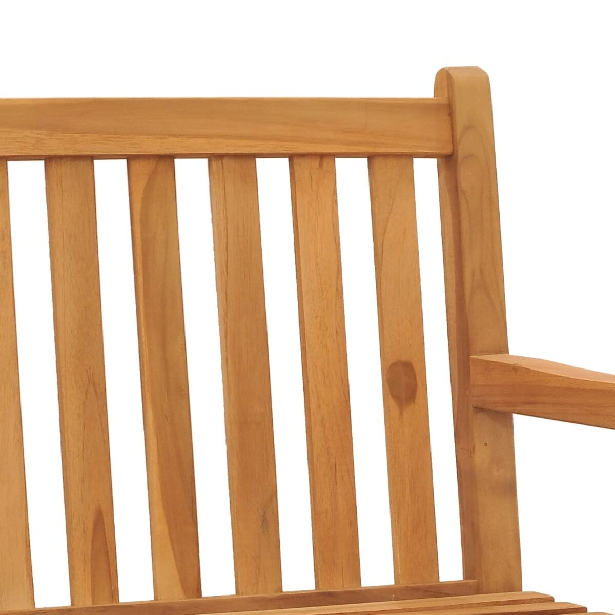 Rückenlehne aus Holz mit vertikalen Lamellen. Nahaufnahme. Weißer Hintergrund.