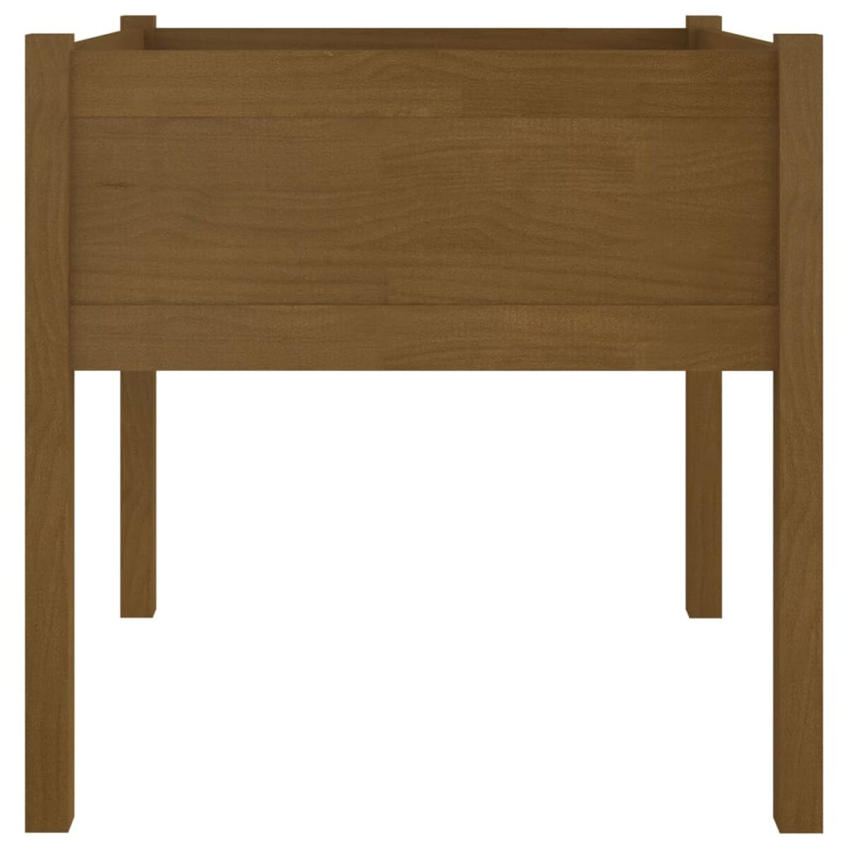 Brauner Pflanzkasten aus Holz. Weißer Hintergrund.