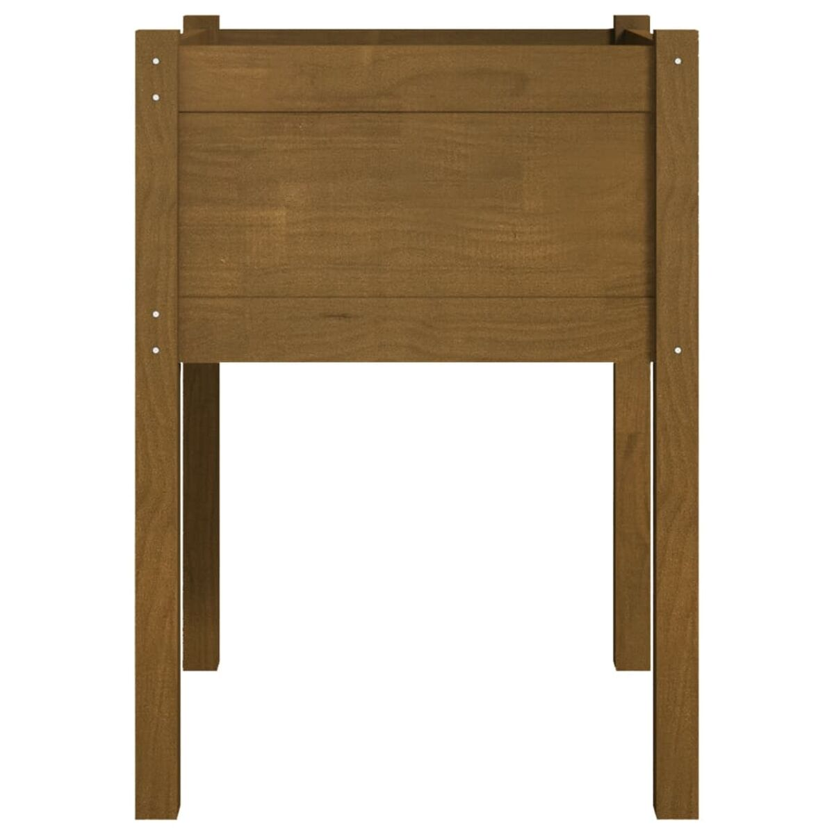 Pflanzkasten aus Holz, braune Farbe, rechteckige Form.
