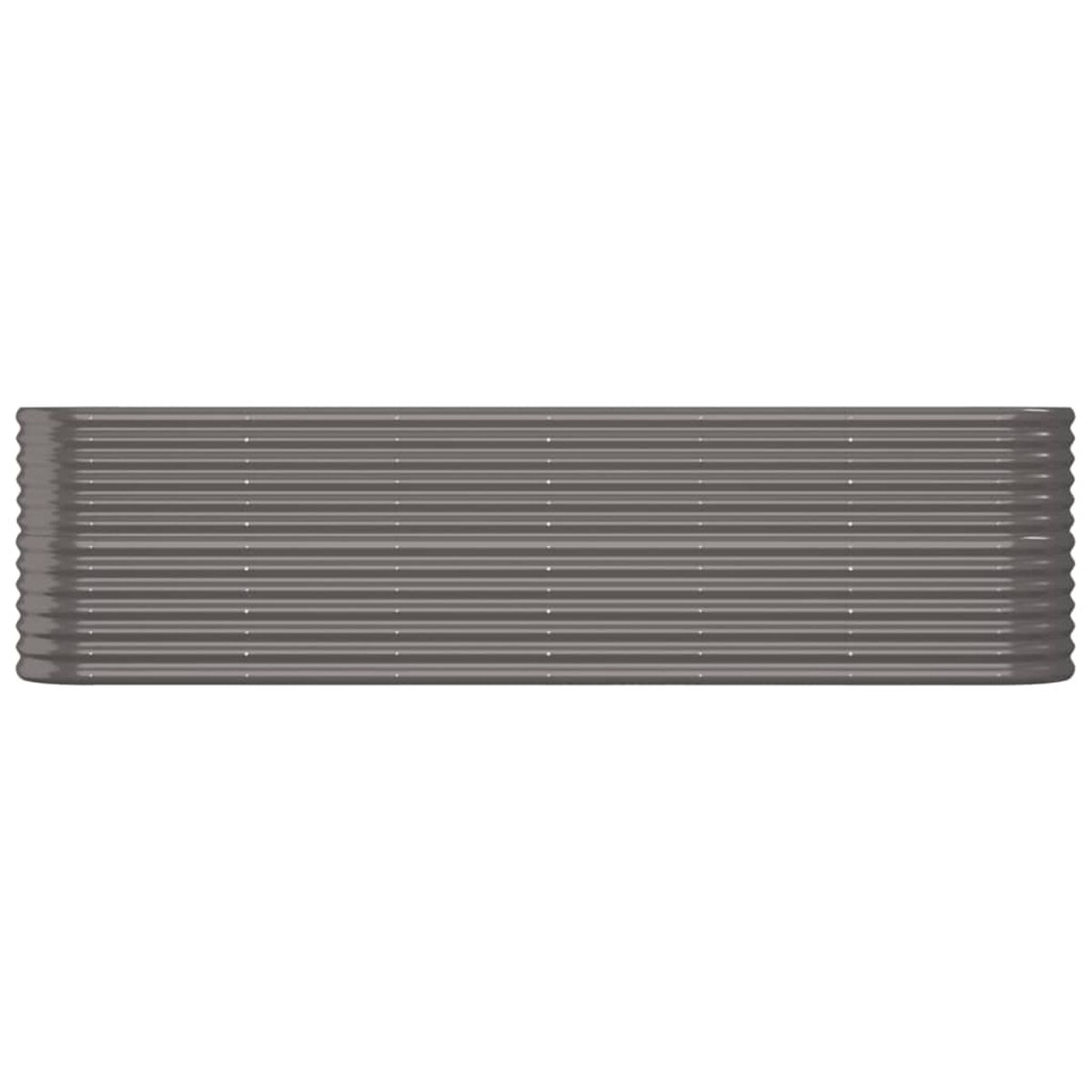 Ein langes, gewelltes Metallblech mit horizontalen Rippen. Das Metall ist grau.