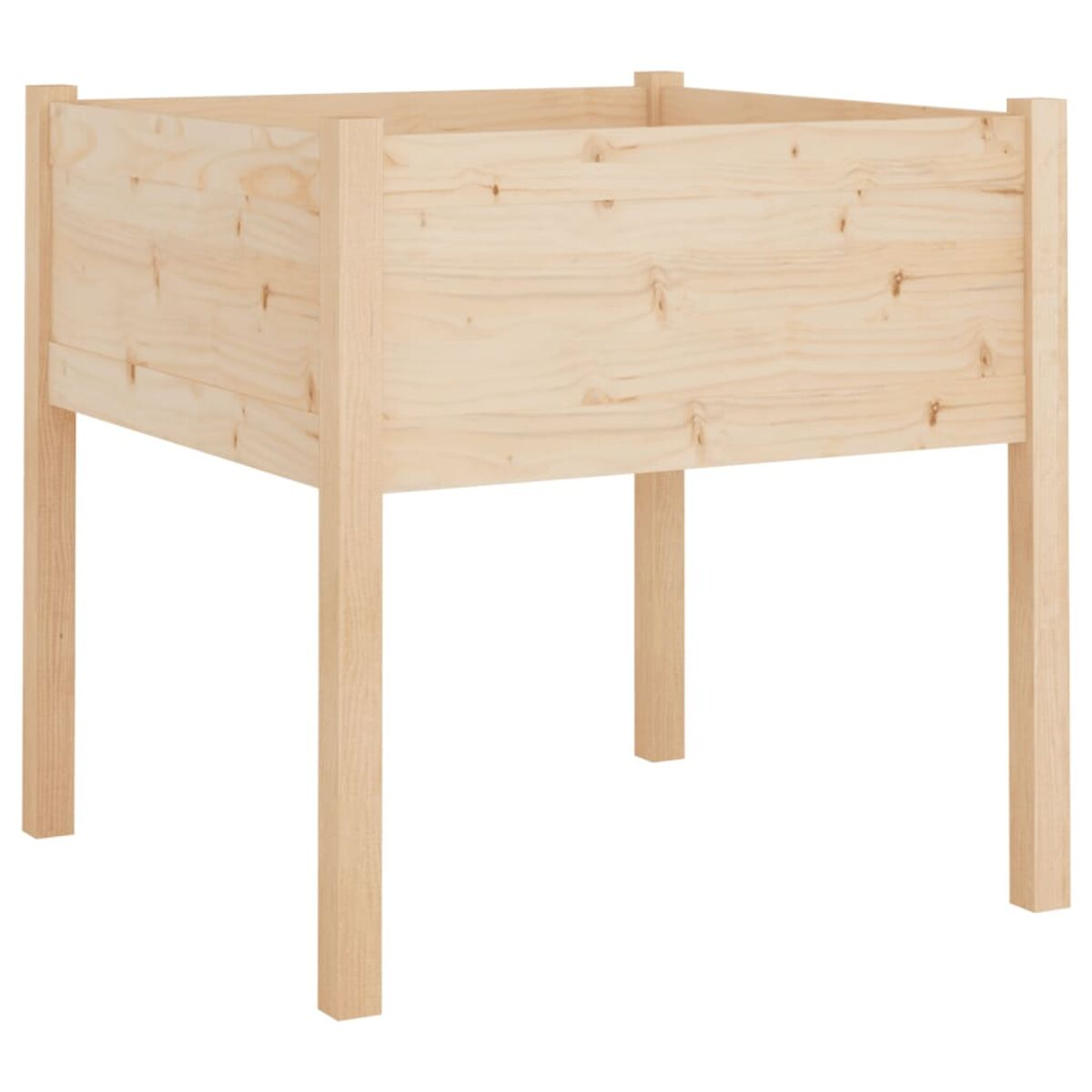 Holzpflanzkasten auf weißem Hintergrund. Er ist leer.