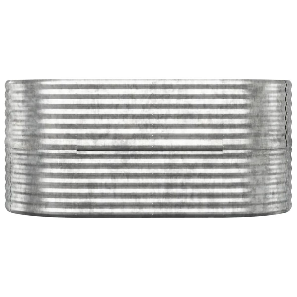 Eine silberne, gewellte Metallwanne, horizontal ausgerichtet.