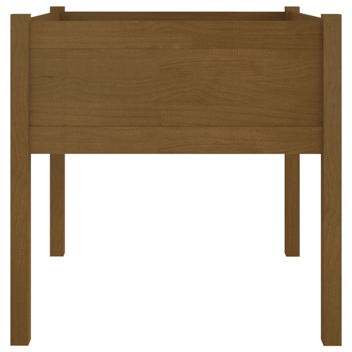 Holzpflanzkasten mit vier Beinen. Braune Farbe.