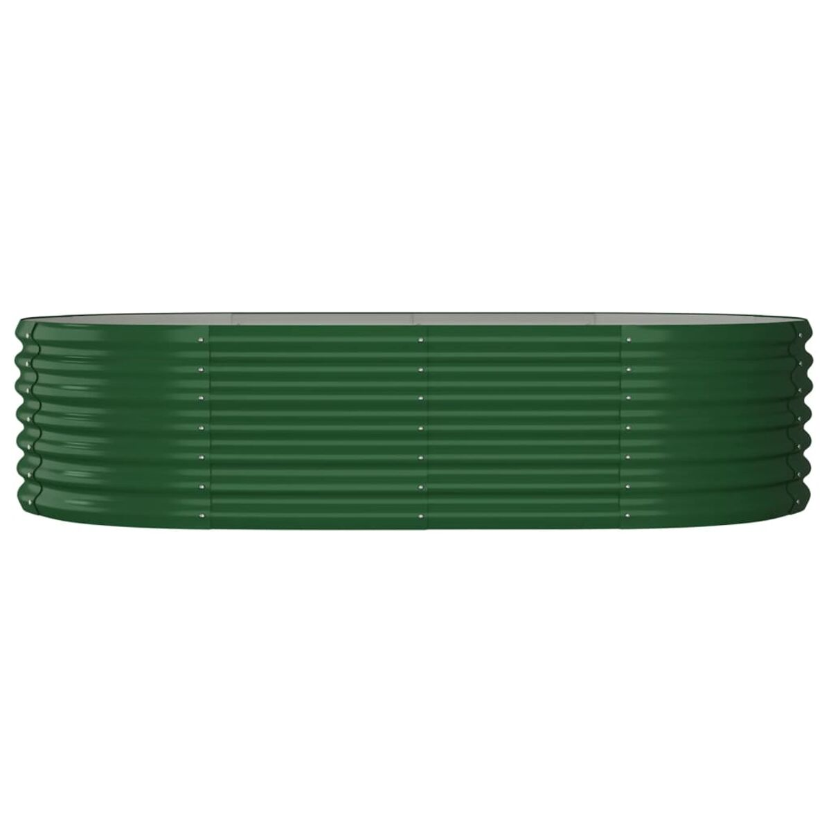 Ovaler, grüner, gewellter Metallpflanzer.