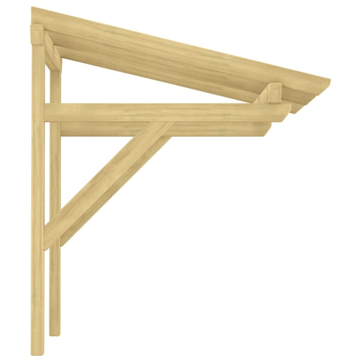 Holzpergola-Rahmen mit Dach. Der Rahmen ist hellbraun, der Hintergrund ist weiß.