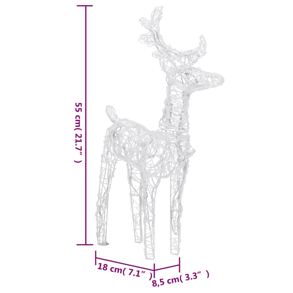 Weihnachtsdekoration Rentier aus Draht. Maße: Höhe 55 cm, Breite 18 cm, Tiefe 8,5 cm.