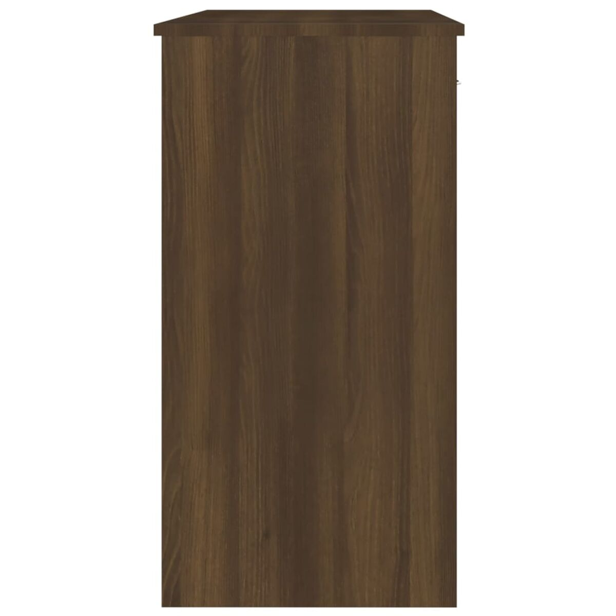 Ein Holzschrank in vertikaler Ausrichtung. Der Schrank ist braun und hat eine glatte Oberfläche.