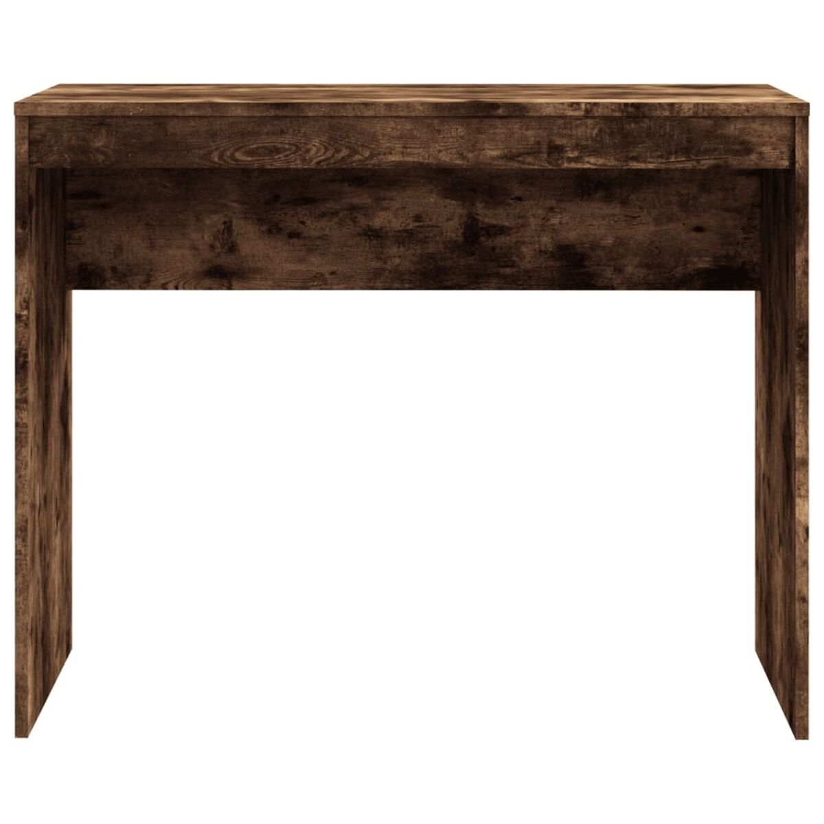 Ein Holzschreibtisch mit einer Schublade. Der Hintergrund ist weiß.