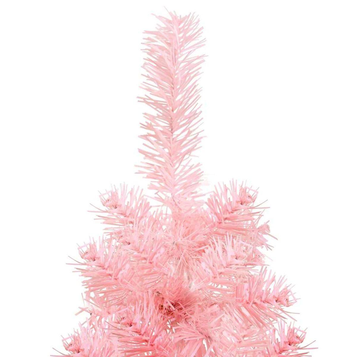 Nahaufnahme eines rosa künstlichen Weihnachtsbaums auf weißem Hintergrund.