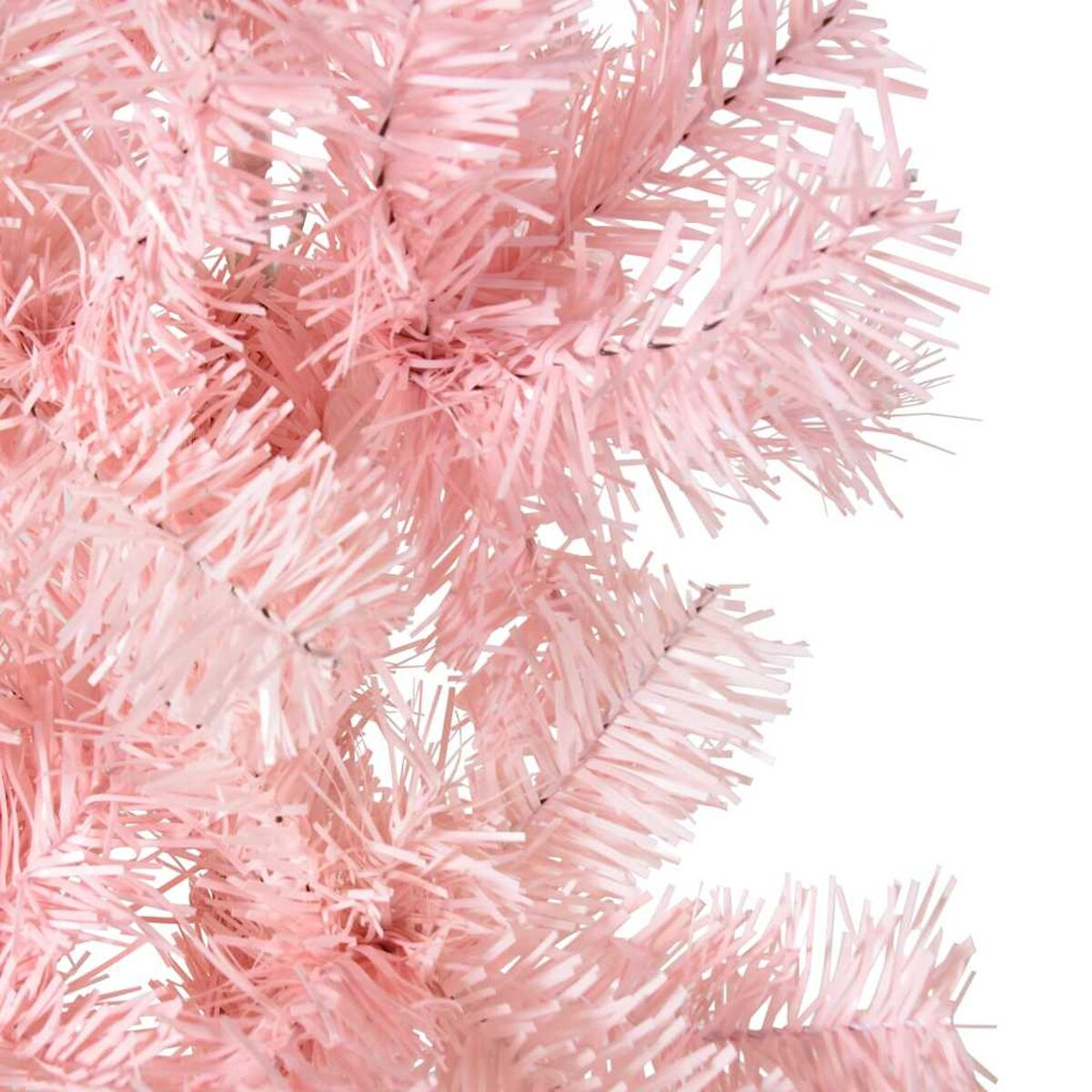 Nahaufnahme eines rosa künstlichen Weihnachtsbaums, die Äste zeigend.