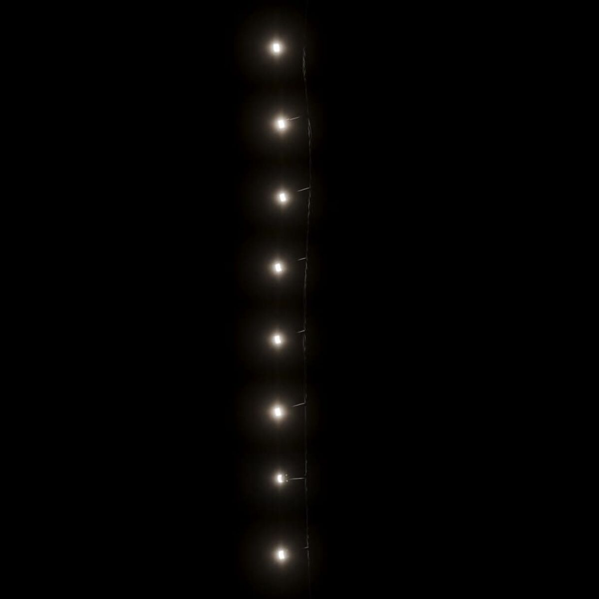 Lichterkette, leuchtend vor schwarzem Hintergrund.