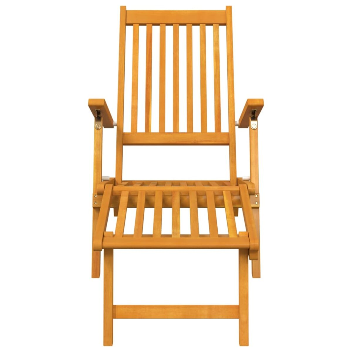 Ein Holzstuhl mit hohem Rücken und Armlehnen, von vorne gesehen, ohne Hintergrund.